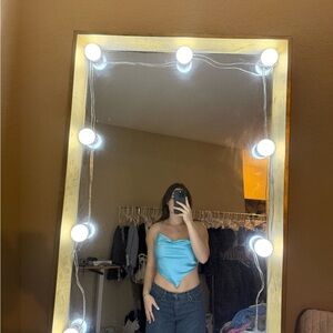 Princess Polly Aqua Satin Top